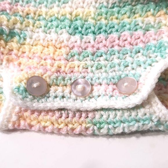 Knitted Spring Variegated Pastel Baby Romper - Picture 3 of 10